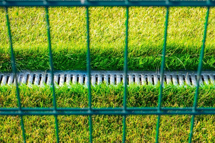 drainage system football field with bright green lawn 420001 2712